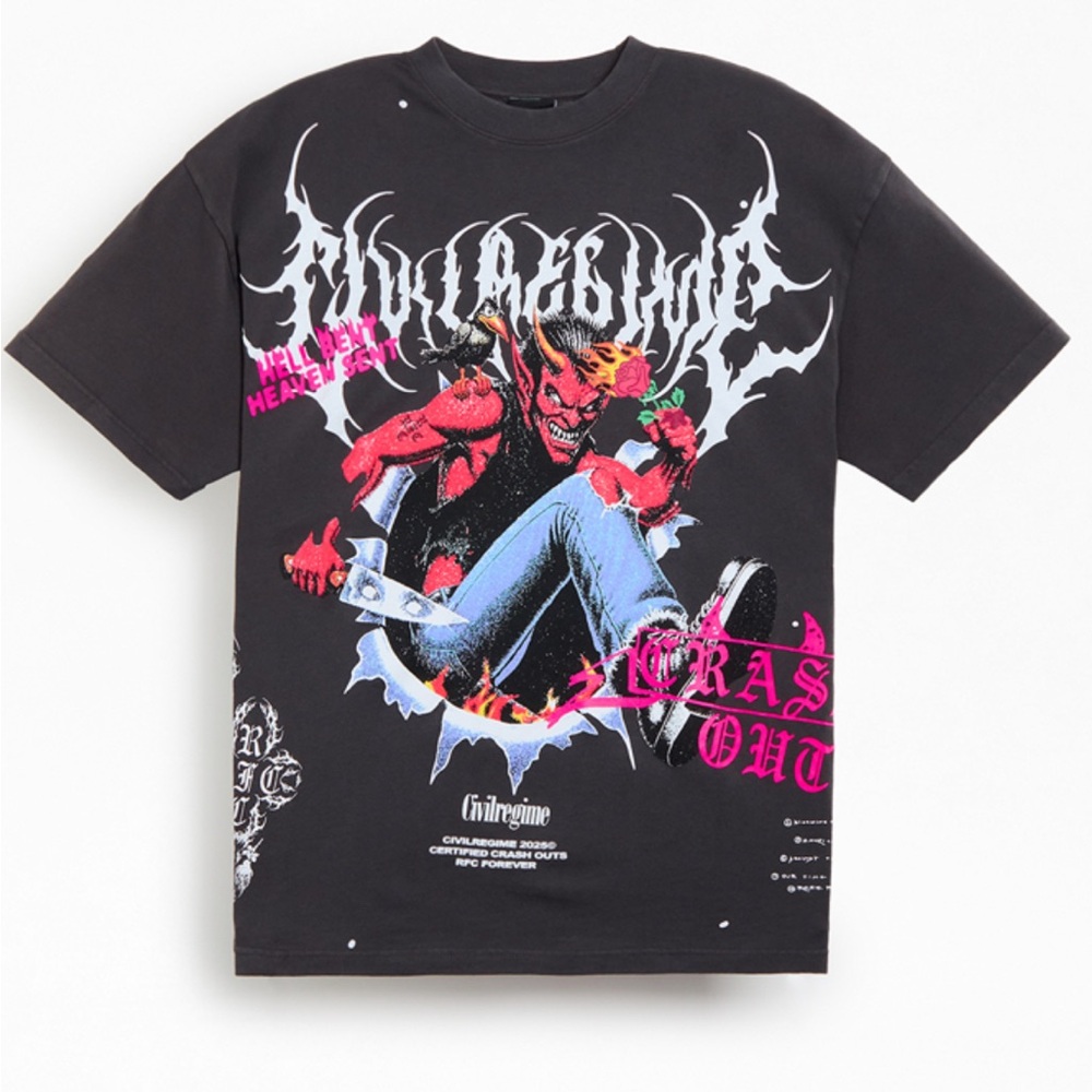 NWT OS Medium Civil Regime Devil's Crash Out Tee